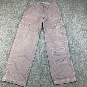 Hot Topic Cargo Pants Grey Wide Leg Utility Pockets Stitching